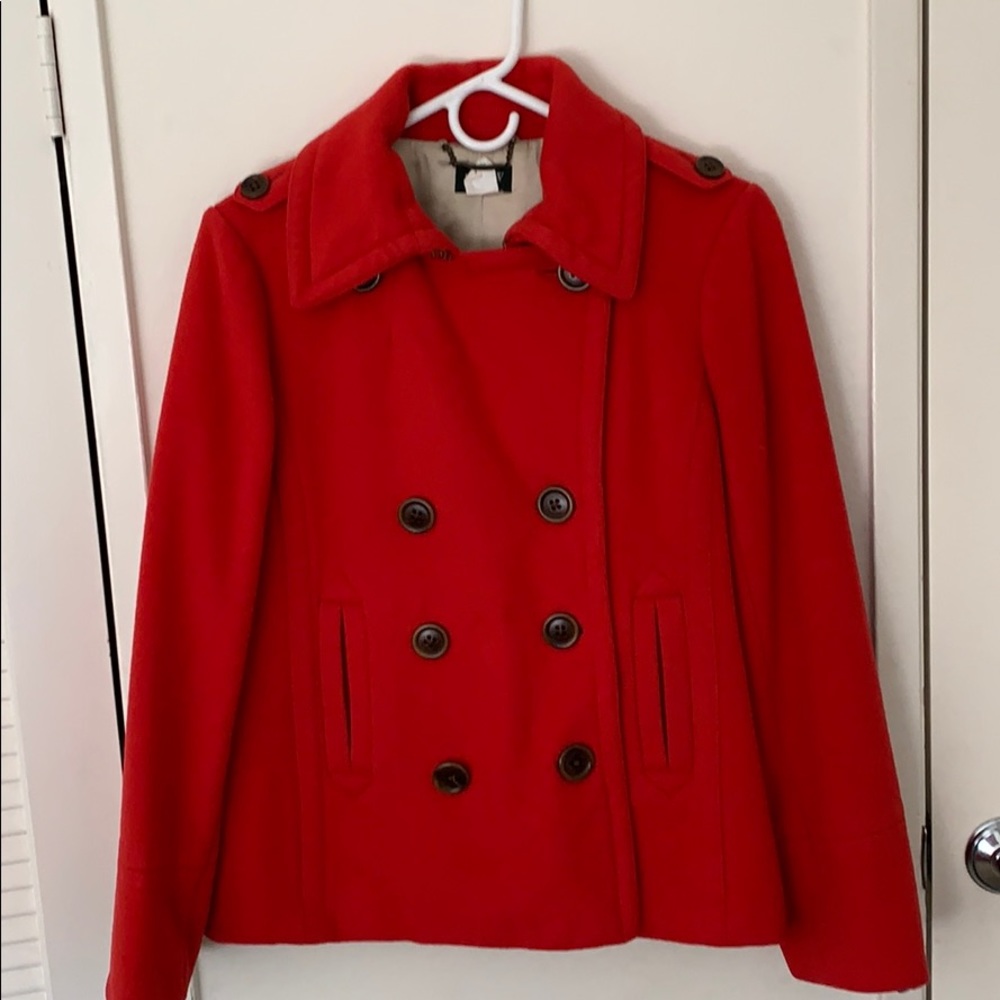 J. Crew Red Peacoat